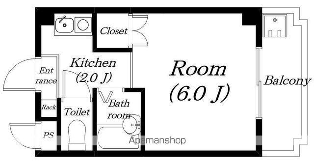 グラヴィA・B(1K/2階)の間取り写真