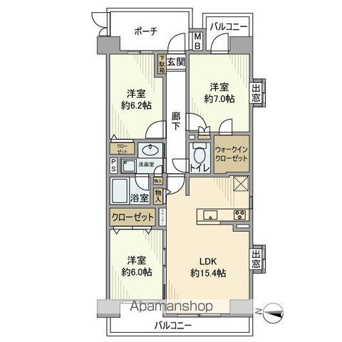 コスモ菊川参番館(3LDK/3階)の間取り写真