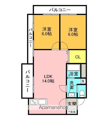 ウィンガーデン(2LDK/7階)の間取り写真