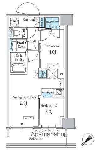 パークアクシス品川南大井パークフロント(2DK/7階)の間取り写真