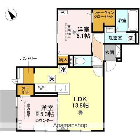 パサログランデ三条通(2LDK/1階)の間取り写真