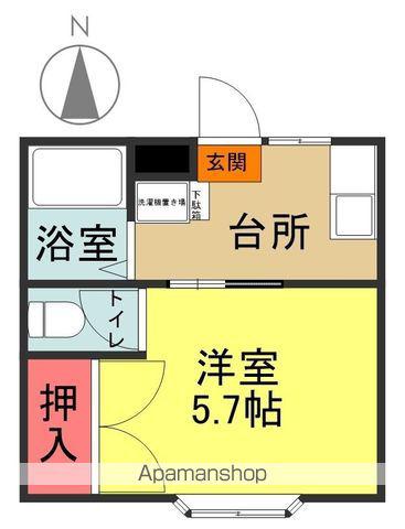 グリーンヒルズ郷ヶ丘(1K/1階)の間取り写真