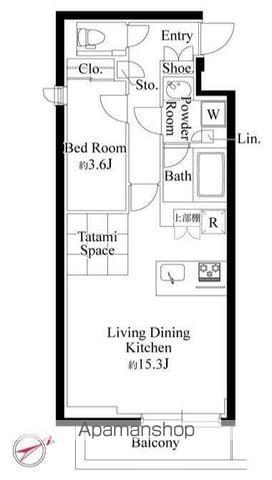 ラヴィエール千駄ヶ谷プレミアムレジデンス(1LDK/2階)の間取り写真