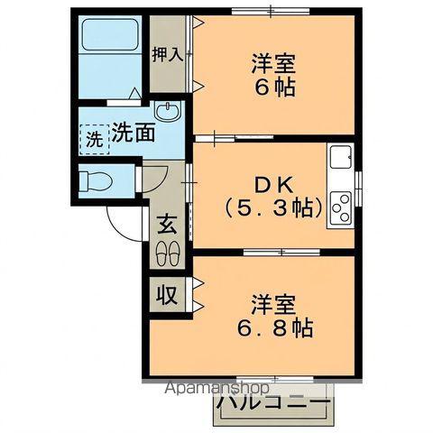 エスペランサ(2K/1階)の間取り写真