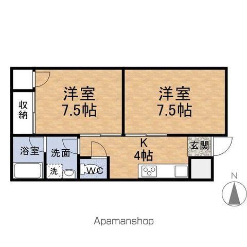 フォーリーフ(2DK/1階)の間取り写真