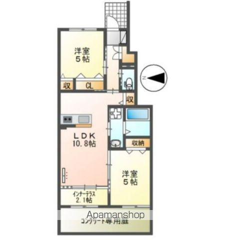 アパート 鳥栖市古賀町(2LDK/1階)の間取り写真