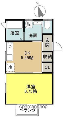 コーポ西(1DK/2階)の間取り写真