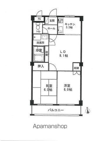 クイーンズタウンⅢ番館(2LDK/2階)の間取り写真