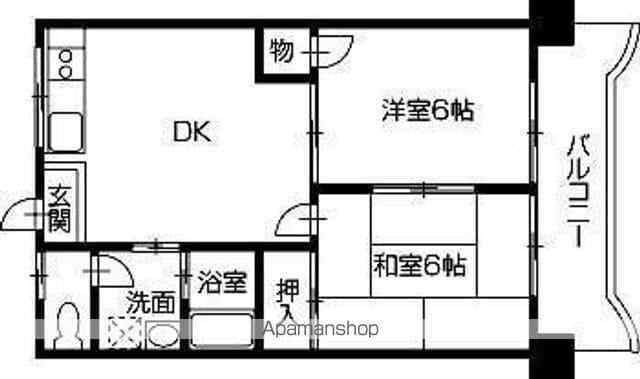 サニーフラット久米(2DK/4階)の間取り写真