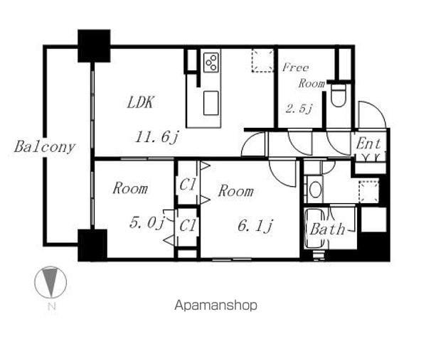 プレサンスロジェ丸の内(2LDK/7階)の間取り写真