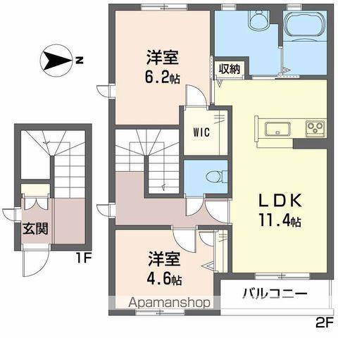 プロムナード生石 B棟(2LDK/2階)の間取り写真