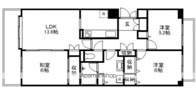 井口台パークヒルズ参番館(3LDK/8階)の間取り写真