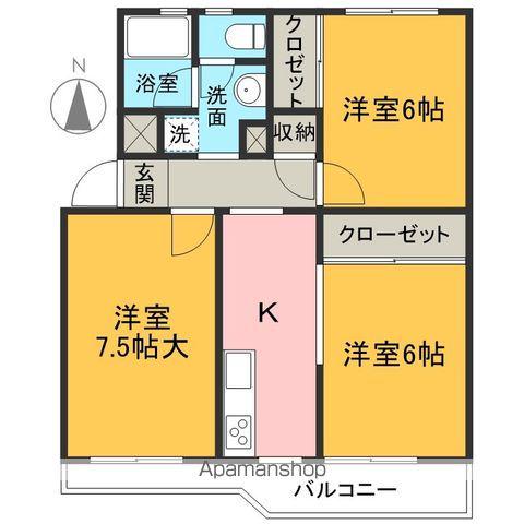 東急ドエル入間ビレッジ3号棟(3K/4階)の間取り写真