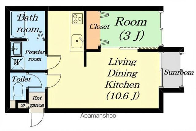 クオーレ本町(1LDK/1階)の間取り写真