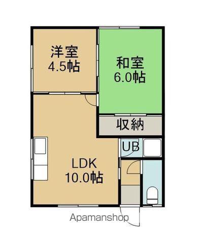 上田荘(2LDK/1階)の間取り写真