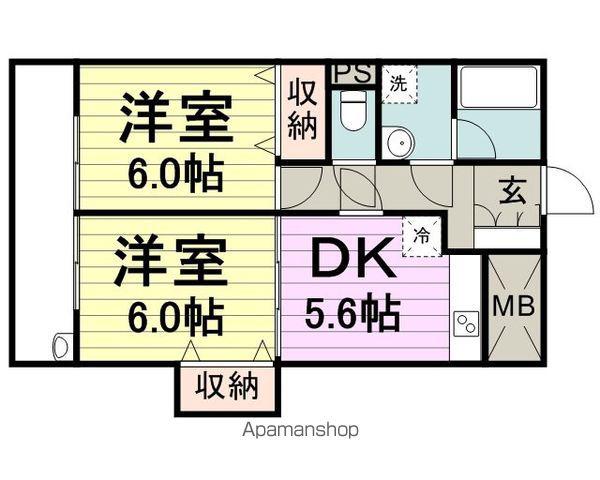 新田東3・8・3(2DK/2階)の間取り写真