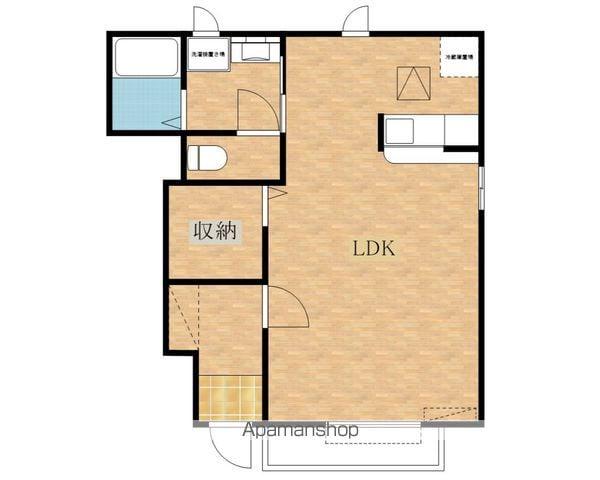 メゾンドゥソレイユ(1K/1階)の間取り写真