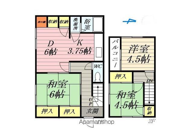 東北本線 六原駅 徒歩44分 2階建 築46年(3DK)の間取り写真