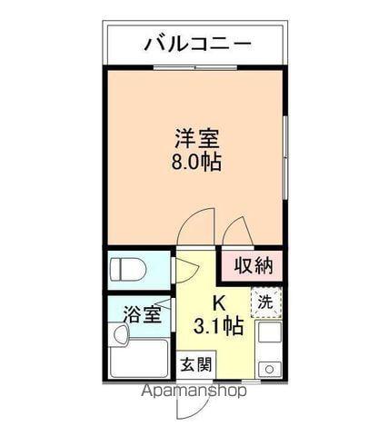 ナチュラルH(1K/2階)の間取り写真