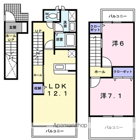 コータ・コートE棟(2LDK/2階)の間取り写真