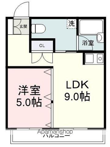 コーポ駿河(1DK/2階)の間取り写真