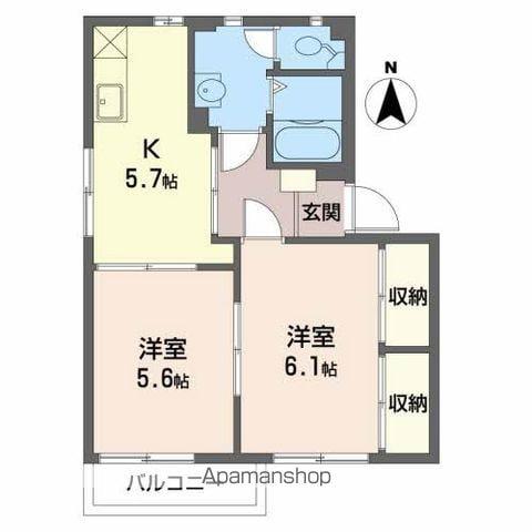 ベルメゾン西河原(2K/1階)の間取り写真