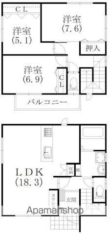 東海道本線 高塚駅 徒歩41分 2階建 新築(3LDK)の間取り写真