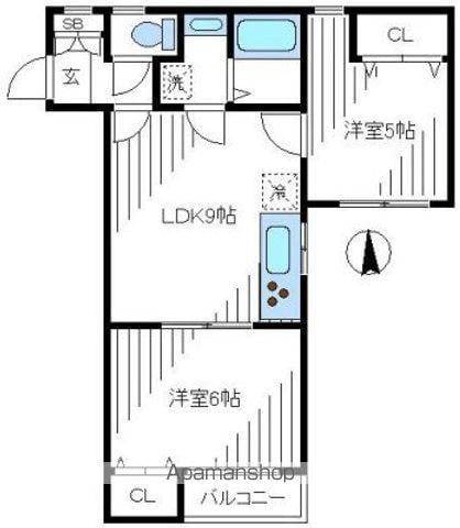 エーエスホームズV(2LDK/2階)の間取り写真