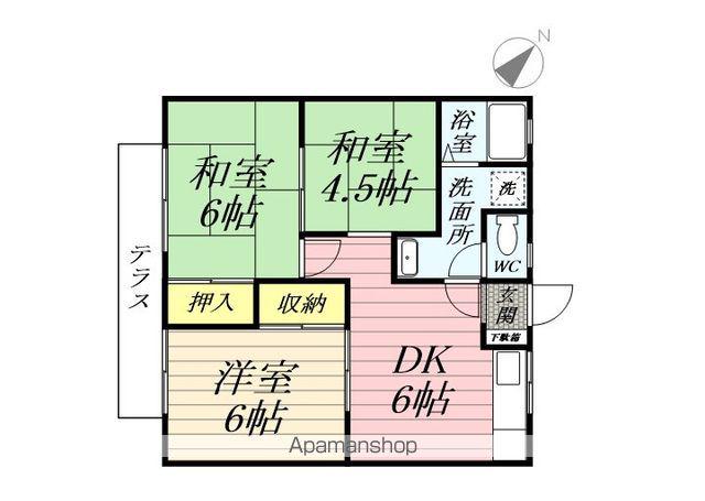 フォンテーヌ(3DK/1階)の間取り写真