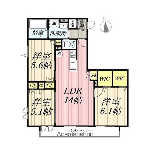 BONHEUR DE CHIEN KITAAYASE(3LDK/2階)の間取り写真
