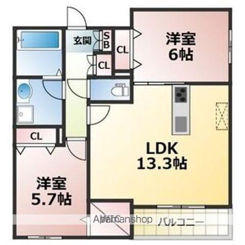 ノーラフェルテ(2LDK/3階)の間取り写真