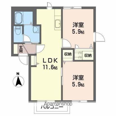 メゾン中町A(2LDK/2階)の間取り写真