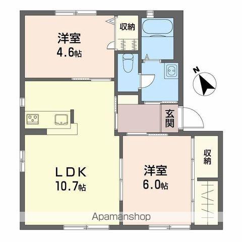 ビーチ・ヒル D棟(2LDK/1階)の間取り写真