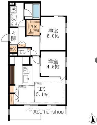 ソフィア南流山(2LDK/2階)の間取り写真