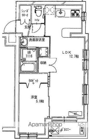 グランスカール本牧(1LDK/3階)の間取り写真