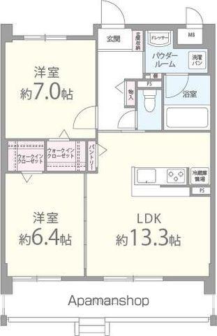 セレステユノ(2LDK/2階)の間取り写真