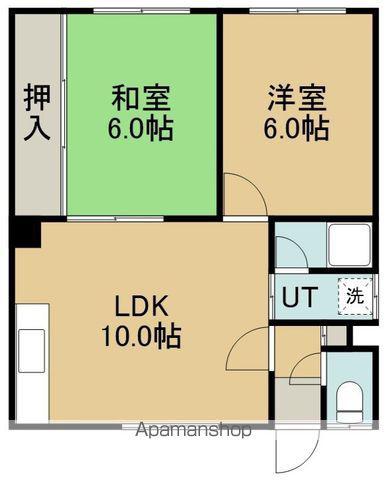 コーポ衣笠NO2(2LDK/1階)の間取り写真