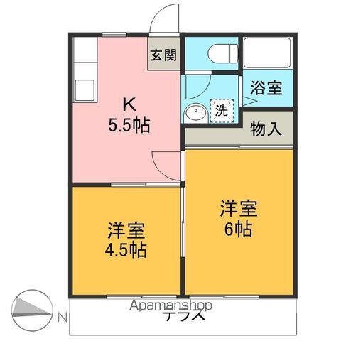 パナハイツルフラン(2K/2階)の間取り写真