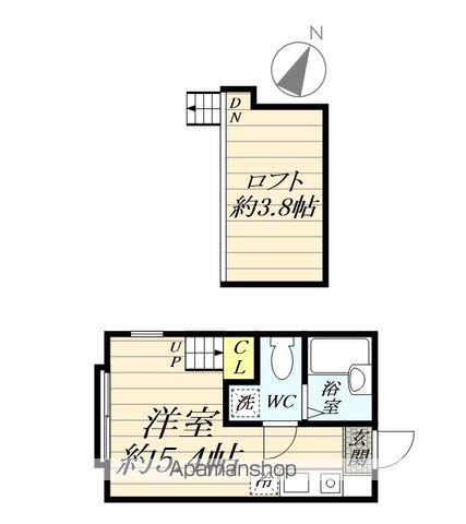 ハーミットクラブハウス月見台(ワンルーム/1階)の間取り写真