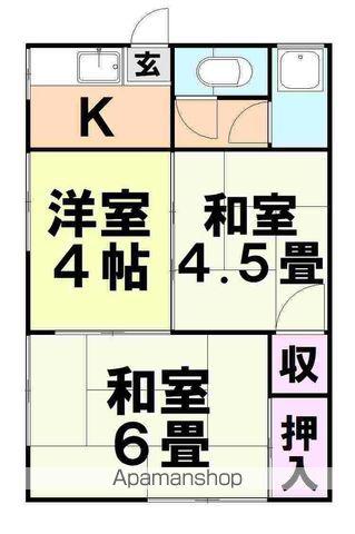 つくし荘(3K/2階)の間取り写真
