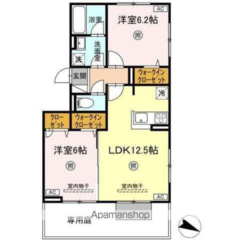 D-ROOM原町駅南(2LDK/1階)の間取り写真
