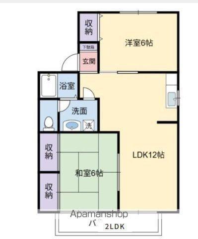 リバーサイド加納B棟(2LDK/1階)の間取り写真