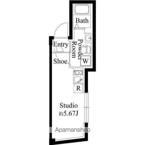 ファーヴァル代々木上原(ワンルーム/2階)の間取り写真