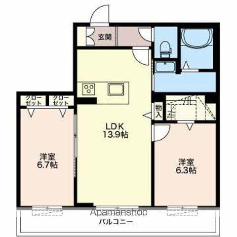クラウン高林(2LDK/3階)の間取り写真