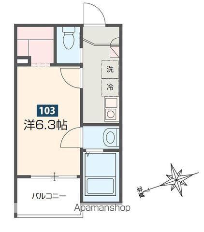 MELDIA幕張(1K/1階)の間取り写真