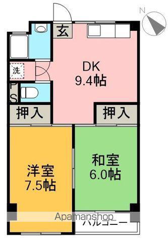 土南ビル(2DK/4階)の間取り写真