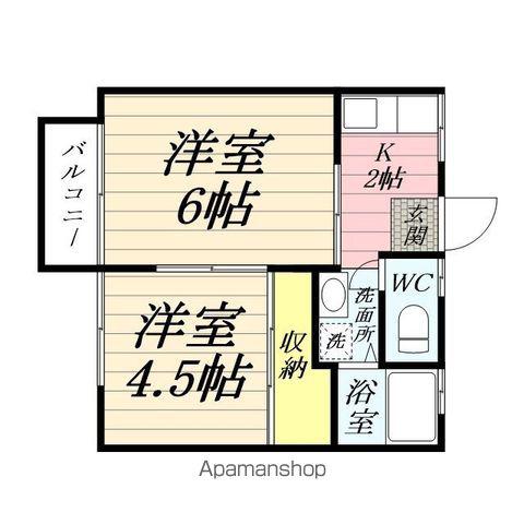 吉田ハイツB棟(1K/1階)の間取り写真