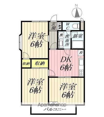 グランドマンション浅井Ⅱ(3DK/2階)の間取り写真