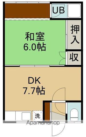 筑波荘(1DK/2階)の間取り写真