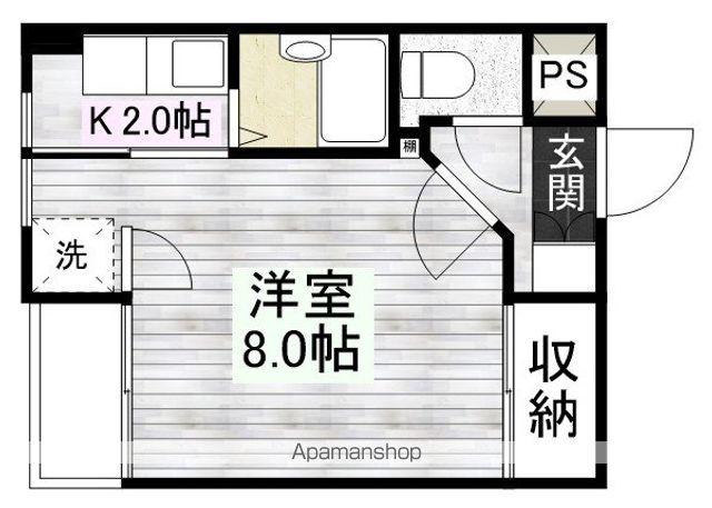 ヴィラ脇田(1K/2階)の間取り写真